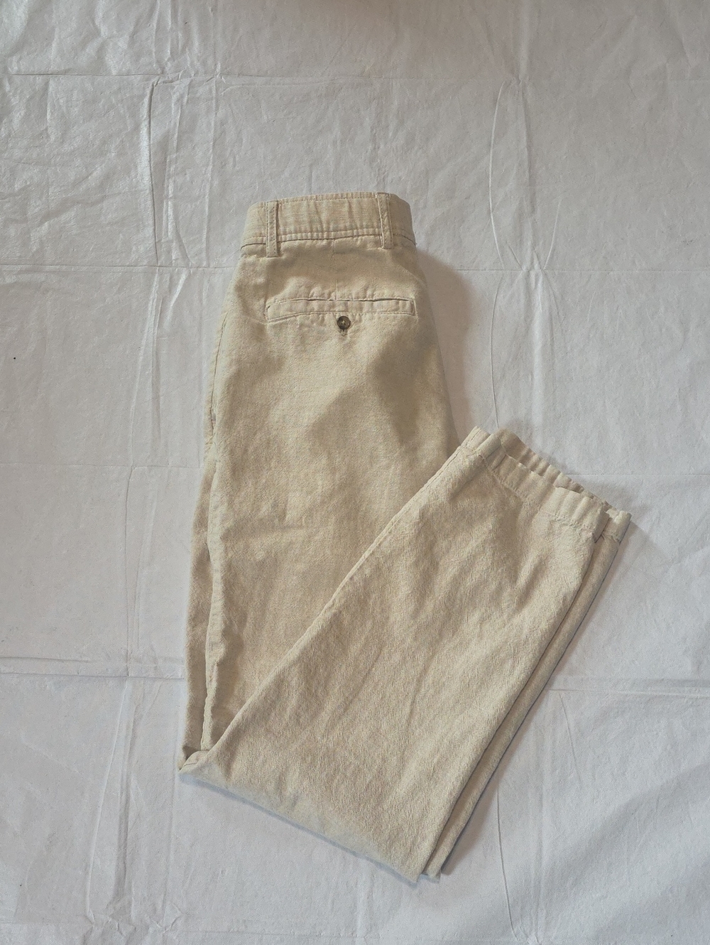 Old Navy Women's Loose Taper Linen Blend Pants Trousers Tan Khaki S